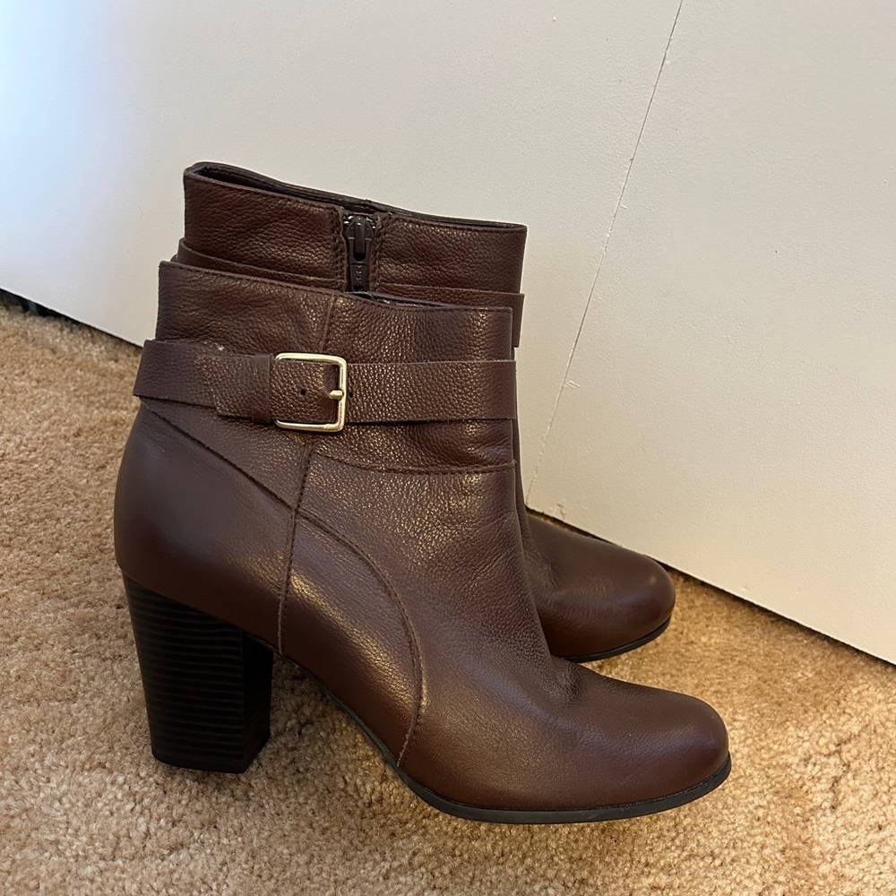 NWOT Cole Haan Women’s Genuine Leather Brown Boots with Buckle Detail